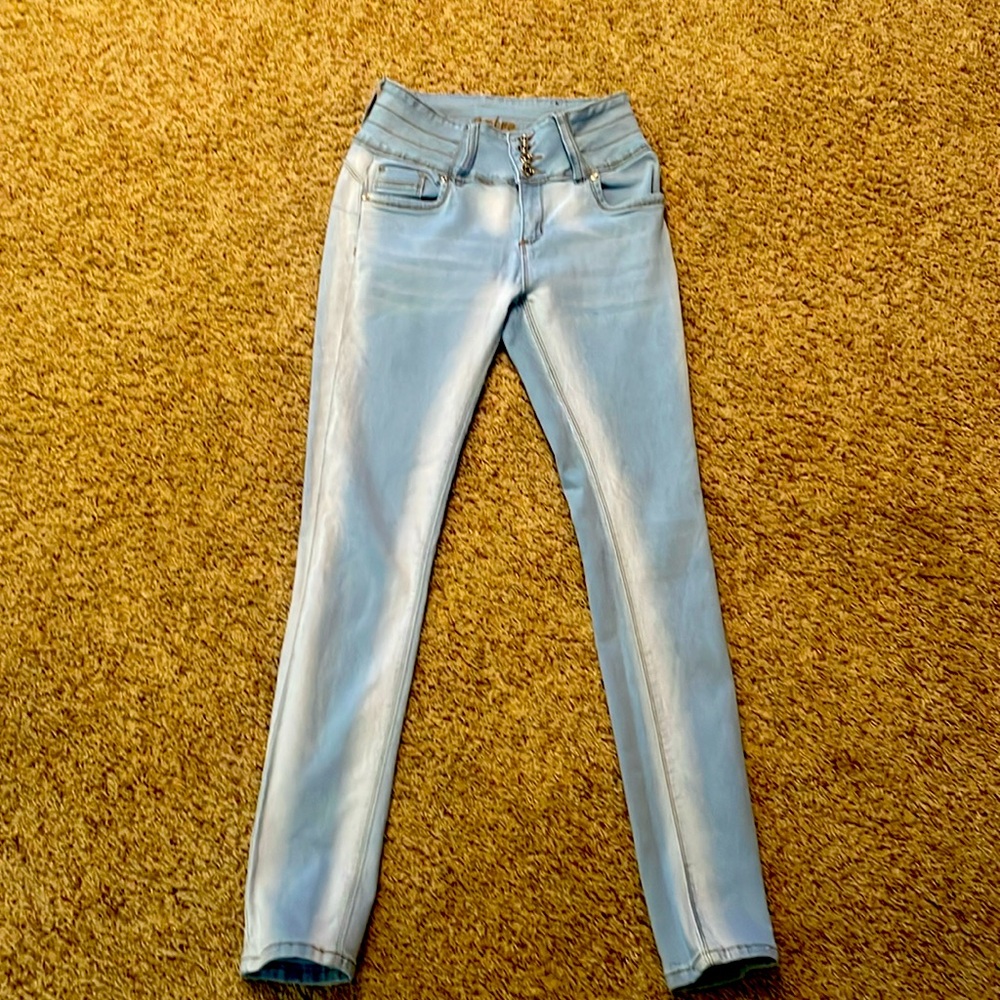 Bamboo Faded Blue Button Jeans.